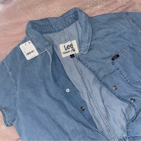 Lee x Free People Short Union-Alls in Super Bleach L - Picture 3 of 3